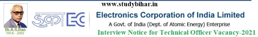 Apply Online for Technical Officer Vacancy in ECIL, Intv. Date-06/04/2021.