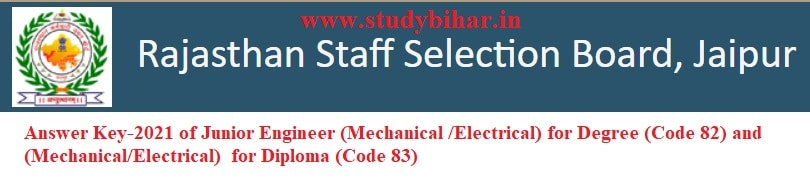 Download the Answer Key-2021 for Junior Engineer in RSMSSB